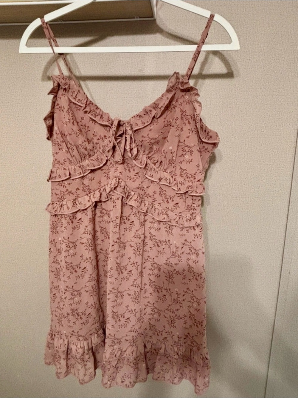 Romantic Ruffle Mini Dress in Dusty Rose